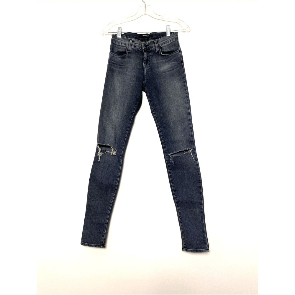 J Brand Supper Skinny Jeans Women's 24 Gray Stretch Low Rise Distressed L30"